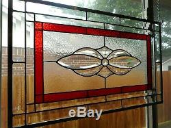 Crimson Formal- Stained Glass Window Panel Hanging 25 1/2x 16 Free shipping