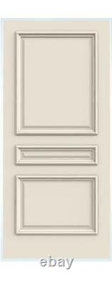 Custom Carved 3 Panel Raised Square Primed Solid Core Doors With Raised Moulding
