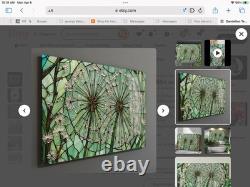 Dandelion Tempered Glass Wall Art Stained Glass Look, Floral Decor