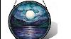 Dastoll Stained Glass Window Hanging Blue Night Moon Lake Sun Catchers Colorful Glass Panel