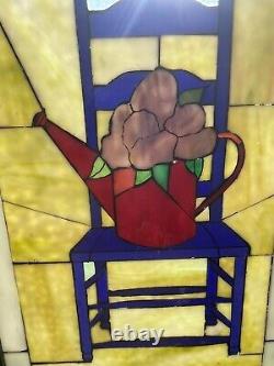 Decorative Handcrafted stained glass panel 21.5 x 10.5 Country Farmhouse