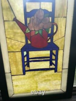 Decorative Handcrafted stained glass panel 21.5 x 10.5 Country Farmhouse