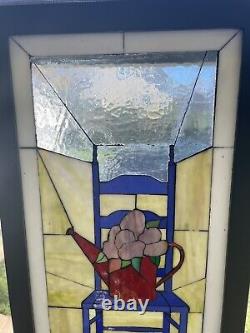 Decorative Handcrafted stained glass panel 21.5 x 10.5 Country Farmhouse