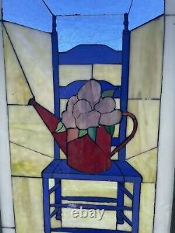 Decorative Handcrafted stained glass panel 21.5 x 10.5 Country Farmhouse