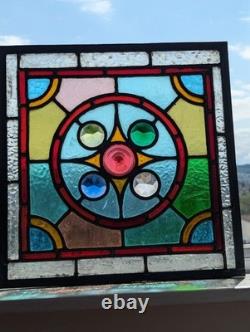 Decorative Pretty Renovated Compact English Victorian Stained Glass Window Pane