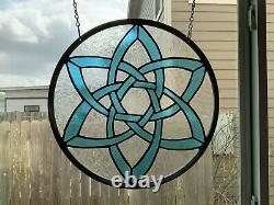 Double Triquetra- Glass Window Panel Hanging- 15 Diameter