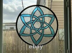 Double Triquetra- Glass Window Panel Hanging- 15 Diameter