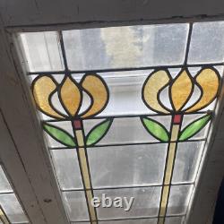 Double Vintage Chicago Stained Glass Window Panel 18x32x1 Inches