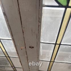 Double Vintage Chicago Stained Glass Window Panel 18x32x1 Inches