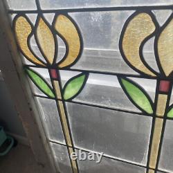 Double Vintage Chicago Stained Glass Window Panel 18x32x1 Inches