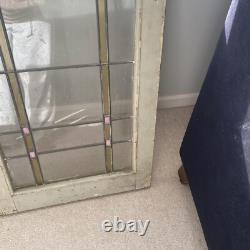 Double Vintage Chicago Stained Glass Window Panel 18x32x1 Inches