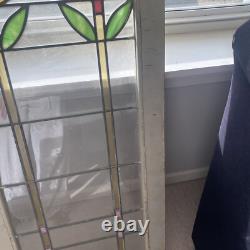 Double Vintage Chicago Stained Glass Window Panel 18x32x1 Inches