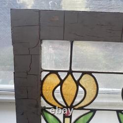 Double Vintage Chicago Stained Glass Window Panel 18x32x1 Inches