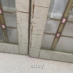Double Vintage Chicago Stained Glass Window Panel 18x32x1 Inches