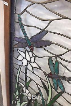 Dragon Fly Stained Glass Tiffany Style Window Panel 20 x 40 New