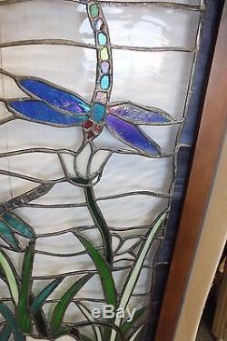Dragon Fly Stained Glass Tiffany Style Window Panel 20 x 40 New