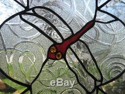 Dragonfly with Beveled Boarder Stained Glass Window Panel EBSQ Artist
