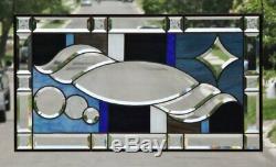 Dusk to Dawn Beveled Stained Glass Window Panel 29 ½ x16 ½