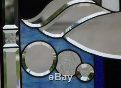 Dusk to Dawn Beveled Stained Glass Window Panel 29 ½ x16 ½