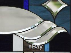 Dusk to Dawn Beveled Stained Glass Window Panel 29 ½ x16 ½