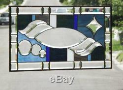 Dusk to Dawn Beveled Stained Glass Window Panel 29 ½ x16 ½