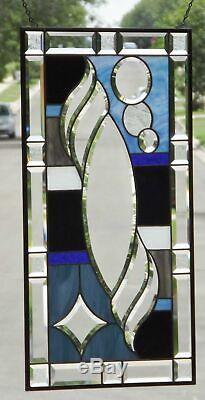 Dusk to Dawn Beveled Stained Glass Window Panel 29 ½ x16 ½