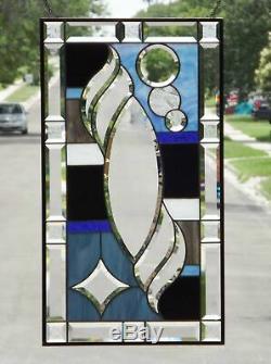 Dusk to Dawn Beveled Stained Glass Window Panel 29 ½ x16 ½