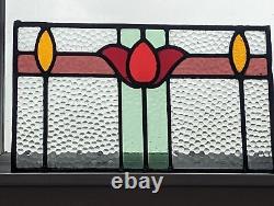 Early 20th Century Stained Glass Panel Featuring Pretty Red Flower