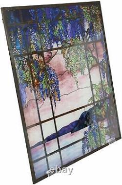 Ebros Louis Comfort Tiffany Landscape Window Oyster Bay Stained Glass Art Panel