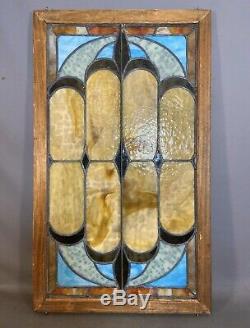 Edwardian Pub Antique Vintage Leaded Stained Glass Window Panel 23 1/2 x40 1/2
