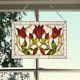 Elegant Floral Vine Suncatcher Window Panel in Tiffany-Style Stained Glass 24x16