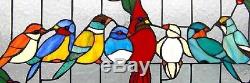 Enamelled Birds of a Feather Stained Glass Tiffany Style Window Panel