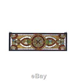 Evelyn in Topaz Transom Tiffany Style Stained Glass Window Panel 35W X 11H