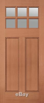 Exterior Entry Mahogany Craftsman Flat Panel Solid Stain Grade 6 Lite Wood Doors