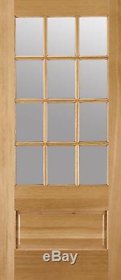 Exterior Hemlock Solid Wood Stain Grade French Doors 12 Lite Raised Bottom Panel