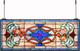 Extra Large Blue Victorian Stained Glass Transom Window Panel 30 X 12