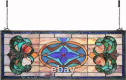 Extra Large Blue Victorian Stained Glass Transom Window Panel 30 X 12 Extra Large Blue Victorian Stained Glass Transom Window Panel 30 X 12