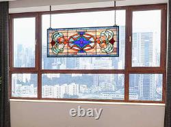 Extra Large Blue Victorian Stained Glass Transom Window Panel 30 X 12 Extra Large Blue Victorian Stained Glass Transom Window Panel 30 X 12