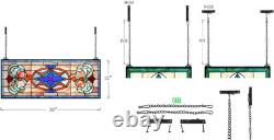 Extra Large Blue Victorian Stained Glass Transom Window Panel 30 X 12