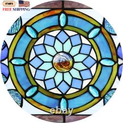 Extra Large Blue Victorian Stained Glass Transom Window Panels 30 x 10 FREESHIP