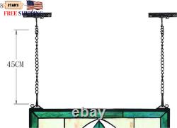Extra Large Blue Victorian Stained Glass Transom Window Panels 30 x 10 FREESHIP