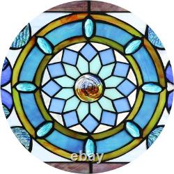 Extra Large Horizontal Blue Victorian Stained Glass Window Panels Hanging Transo