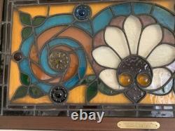 Extra Large Stained Glass Transom Window Panel 36 X 18 1890 Framed with Hooks