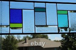 Extra long Sidelight/Transom Beveled Stained Glass Window Panel-45.5x8.5