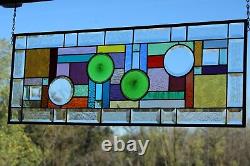 Eye Candy Modern Stained Glass Panel 32 3/8 x 12 3/8