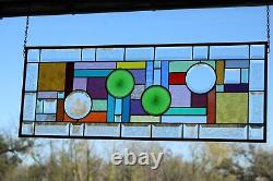 Eye Candy Modern Stained Glass Panel 32 3/8 x 12 3/8
