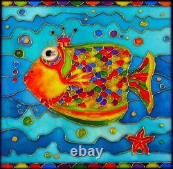 FISH PAINTING, Stained glass panel, Glass painting, Colorful fish, Fishes wall
