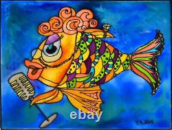 FISH PAINTING, Stained glass panel, Glass painting, Colorful fish, Fishes wall