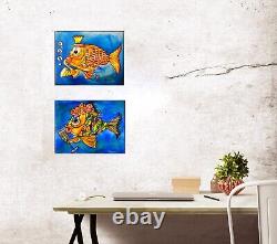 FISH PAINTING, Stained glass panel, Glass painting, Colorful fish, Fishes wall