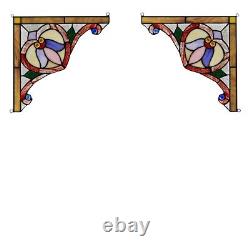 FOUR Matching Stained Glass Corner Window Panels Tiffany Style SPECIAL PRICE